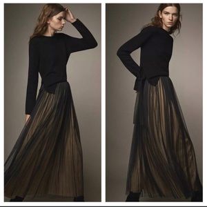 Massimo Dutti pleated tulle maxi skirt
